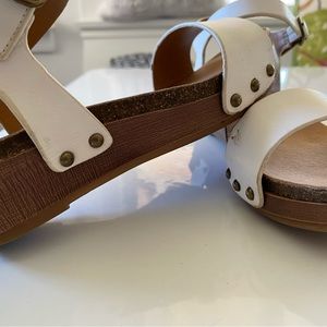 Girls size 2 cork wedge white sandal. Lucky Brand